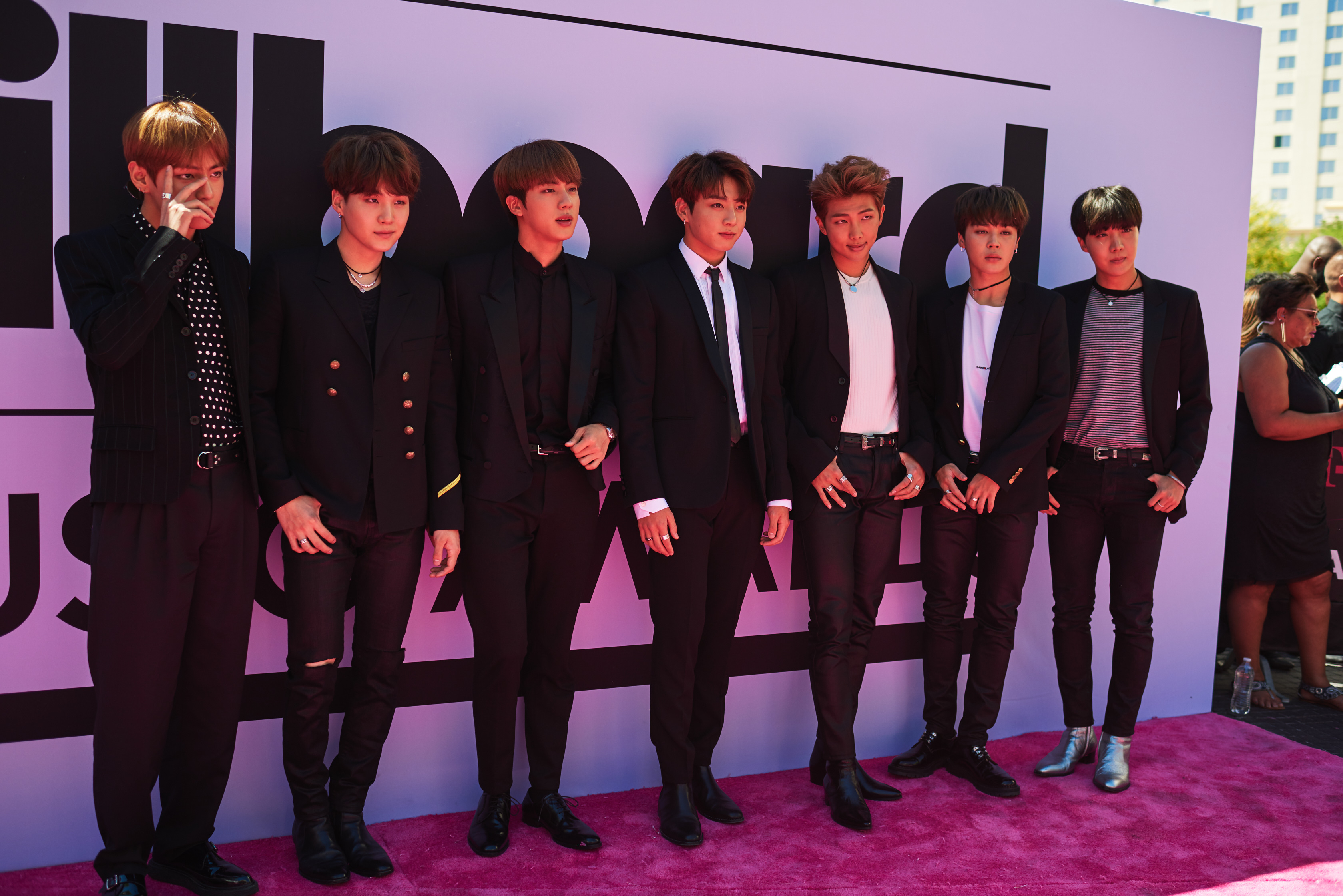 BTS Arrives At Billboard Music Awards, Walks Magenta Carpet