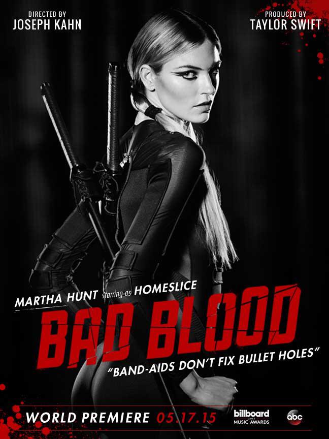 Martha Hunt as "Homeslice" in the "Bad Blood" music video