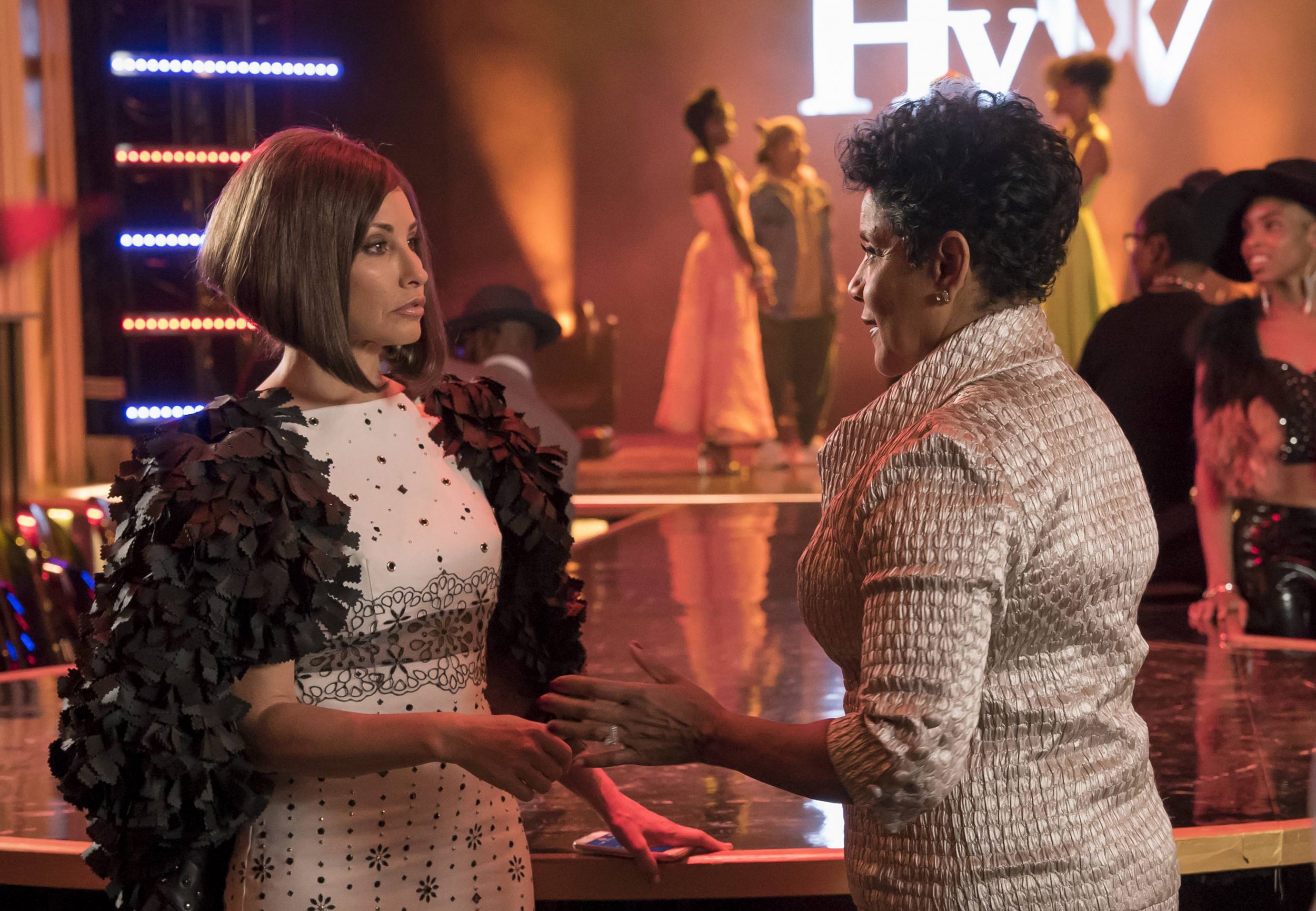 EMPIRE: Pictured L-R: Guest stars Gina Gershon and Phylicia Rashad in the "The Unkindest Cut" episode of EMPIRE airing Dec. 7 (9:00-10:00 PM ET/PT) on FOX. ©2016 Fox Broadcasting Co. CR: Chuck Hodes/FOX