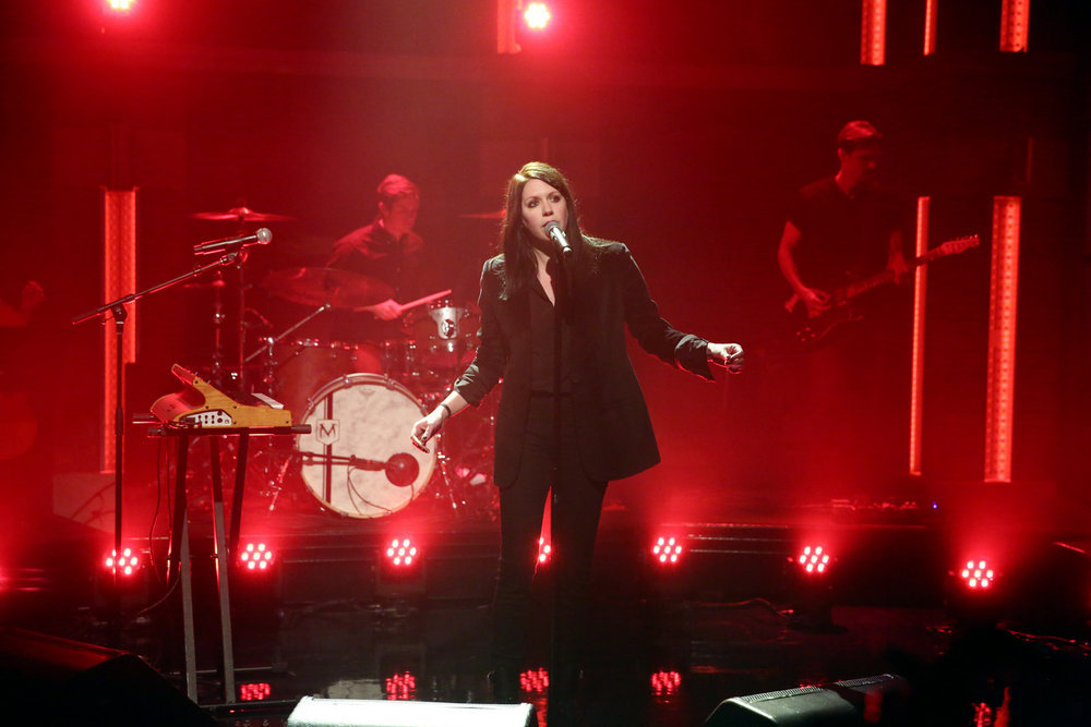LATE NIGHT WITH SETH MEYERS -- Episode 454 -- Pictured: Musical guest Musical guest K. Flay performs on November 23, 2016 -- (Photo by: Lloyd Bishop/NBC)