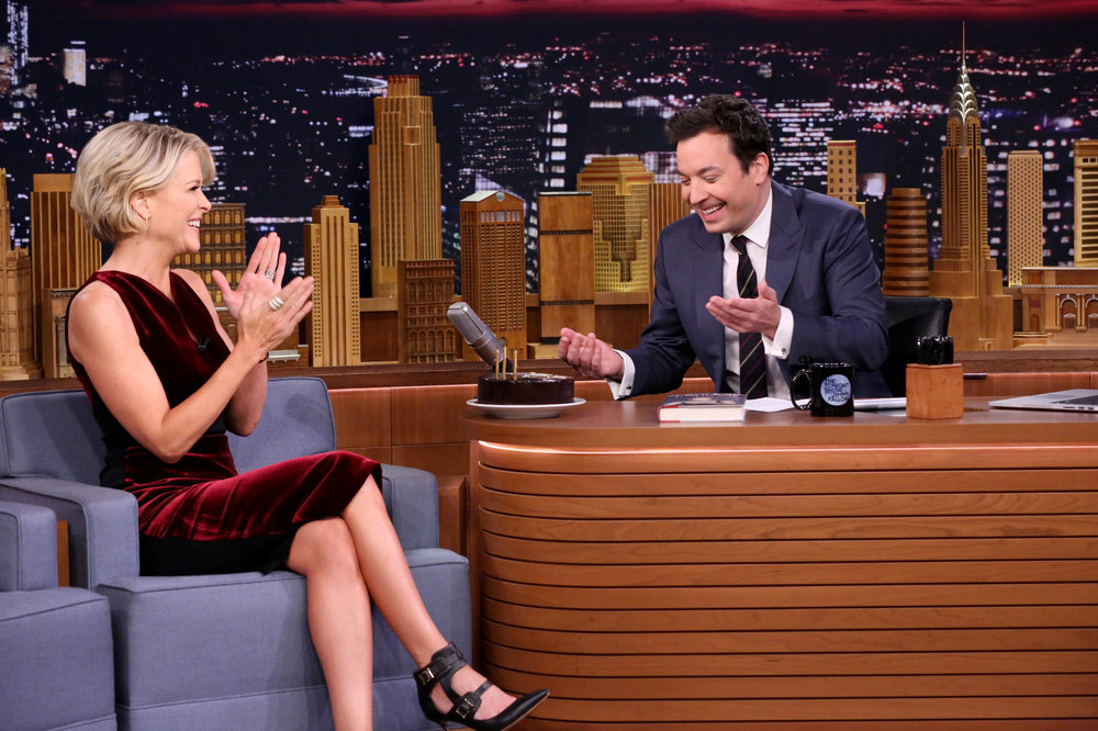 THE TONIGHT SHOW STARRING JIMMY FALLON -- Episode 0574 -- Pictured: (l-r) Journalist Megyn Kelly during an interview with host Jimmy Fallon on November 18, 2016 -- (Photo by: Andrew Lipovsky/NBC)