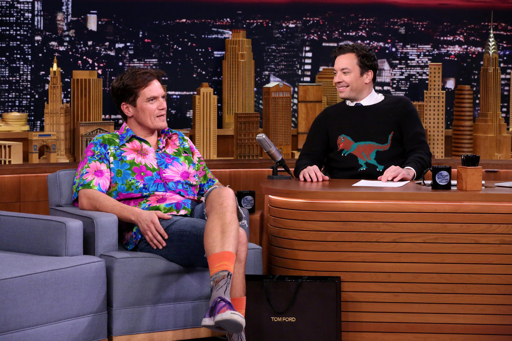 THE TONIGHT SHOW STARRING JIMMY FALLON -- Episode 0573 -- Pictured: (l-r) Actor Michael Shannon during an interview with host Jimmy Fallon on November 17, 2016 -- (Photo by: Andrew Lipovsky/NBC)