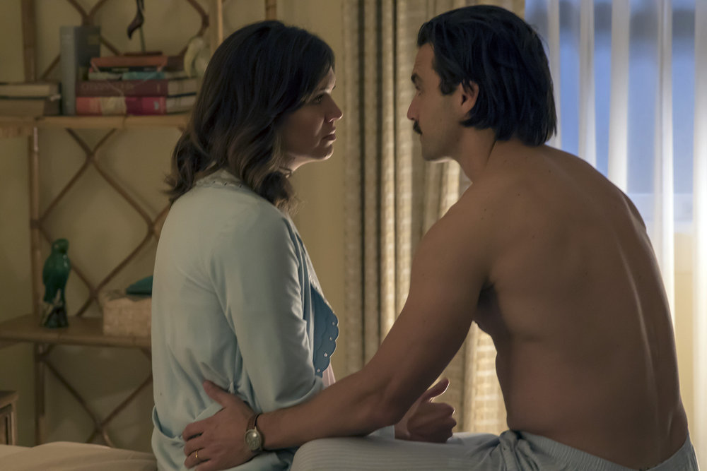 THIS IS US -- "The Trip" Episode 109 -- Pictured: (l-r) Mandy Moore as Rebecca, Milo Ventimiglia as Jack -- (Photo by: Ron Batzdorff/NBC)