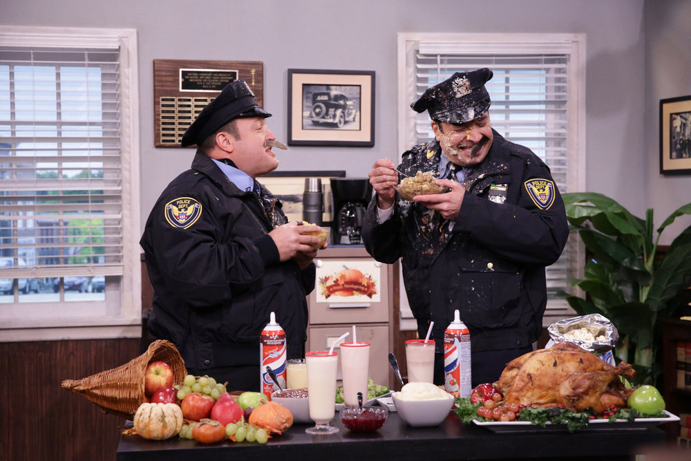 THE TONIGHT SHOW STARRING JIMMY FALLON -- Episode 0578 -- Pictured: (l-r) Actor Kevin James and host Jimmy Fallon during the "Point Pleasant Police Department" sketch on November 24, 2016 -- (Photo by: Andrew Lipovsky/NBC)