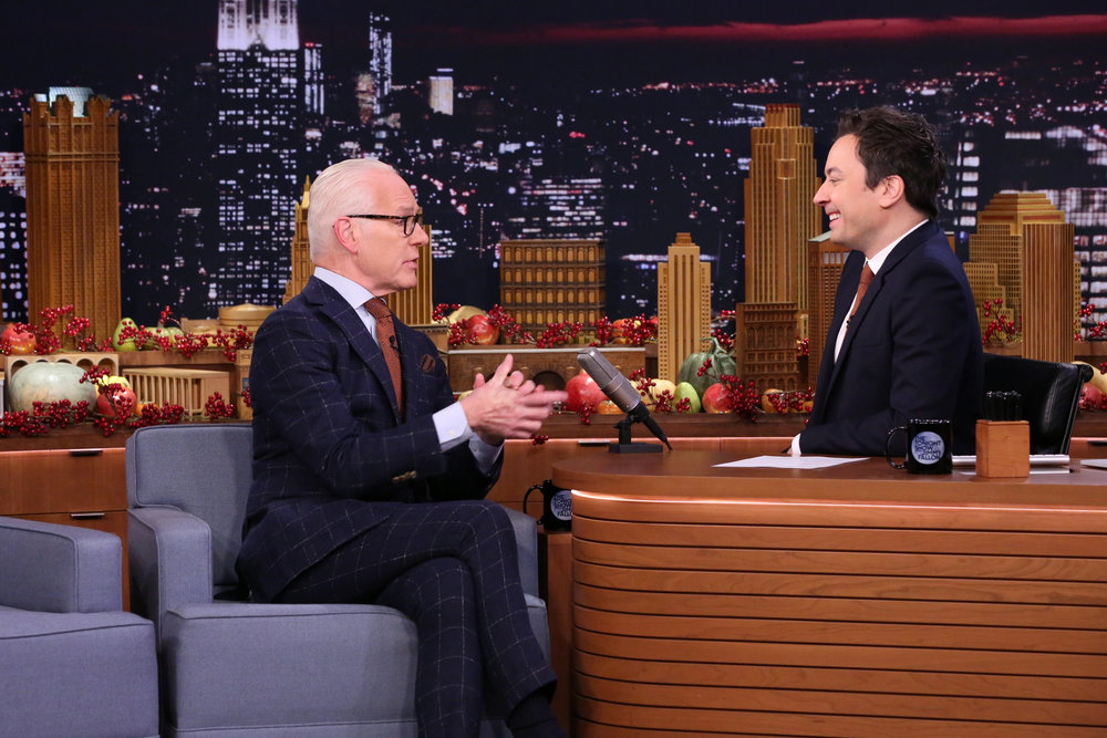 THE TONIGHT SHOW STARRING JIMMY FALLON -- Episode 0578 -- Pictured: (l-r) Television personality Tim Gunn during an interview with host Jimmy Fallon on November 24, 2016 -- (Photo by: Andrew Lipovsky/NBC)