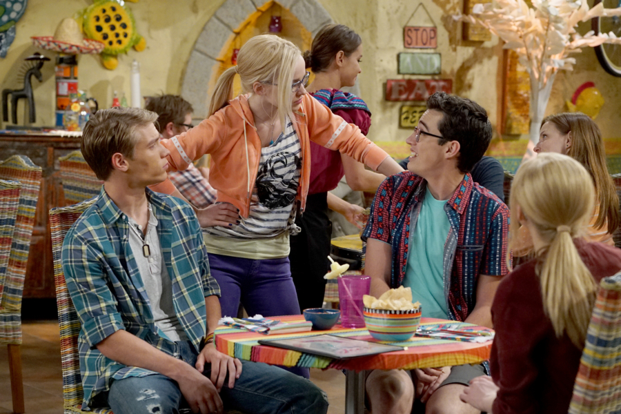 LIV AND MADDIE: CALI STYLE - "Ex-A-Rooney" - When Maddie and Josh start hanging out again, Joey feels awkward by their rekindled friendship. Meanwhile, Parker and Val find themselves in a jam when competing for a coveted finalist spot in the Mars Madness competition. This episode of "Liv and Maddie: Cali Style" airs Friday, January 27 (5:30 - 6:00 P.M. EST) in Disney Channel. (Disney Channel/Eric McCandless) LUCAS ADAMS, DOVE CAMERON, JOEY BRAGG