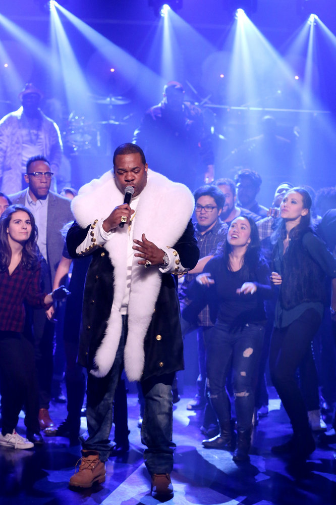 THE TONIGHT SHOW STARRING JIMMY FALLON -- Episode 0584 -- Pictured: Rapper Busta Rhymes performs a piece from "The Hamilton Mixtape" on December 05, 2016 -- (Photo by: Andrew Lipovsky/NBC)