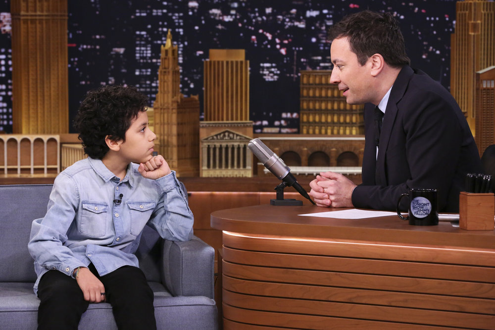 THE TONIGHT SHOW STARRING JIMMY FALLON -- Episode 0611 -- Pictured: (l-r) 12-Year-Old Advice Expert Ciro Ortiz during an interview with host Jimmy Fallon on January 26, 2017 -- (Photo by: Andrew Lipovsky/NBC)