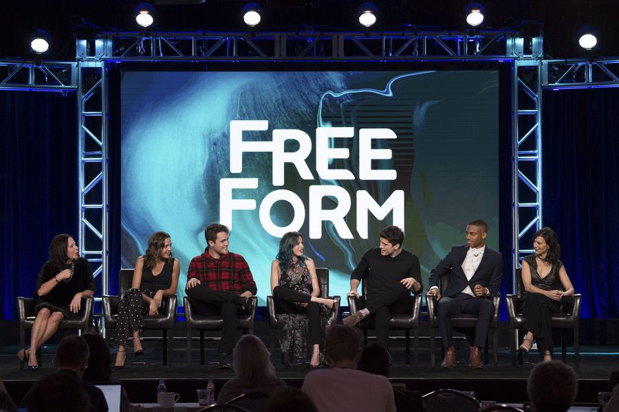 TCA WINTER PRESS TOUR 2017 – “Famous in Love” Session – The cast and executive producers of “Famous in Love” addressed the press at Disney | ABC Television Group’s Winter Press Tour 2017. (Freeform/Image Group LA) I. MARLENE KING (EXECUTIVE PRODUCER, “FAMOUS IN LOVE”), GEORGIE FLORES, CHARLIE DEPEW, BELLA THORNE, CARTER JENKINS, KEITH POWERS, PERREY REEVES