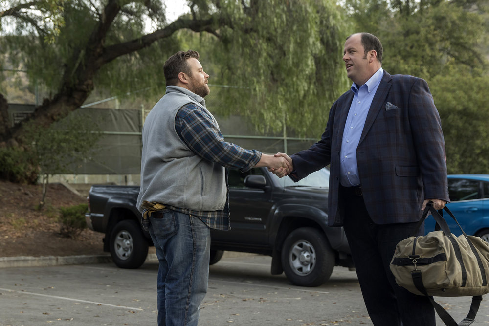 THIS IS US -- "I Call Marriage" Episode 114 -- Pictured: (l-r) Adam Bartley as Duke, Chris Sullivan as Toby Damon -- (Photo by: Ron Batzdorff/NBC)