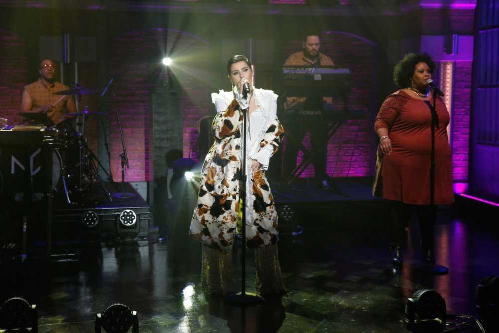 LATE NIGHT WITH SETH MEYERS -- Episode 479 -- Pictured: Musical guest Nelly Furtado performs on January 26, 2017 -- (Photo by: Lloyd Bishop/NBC)