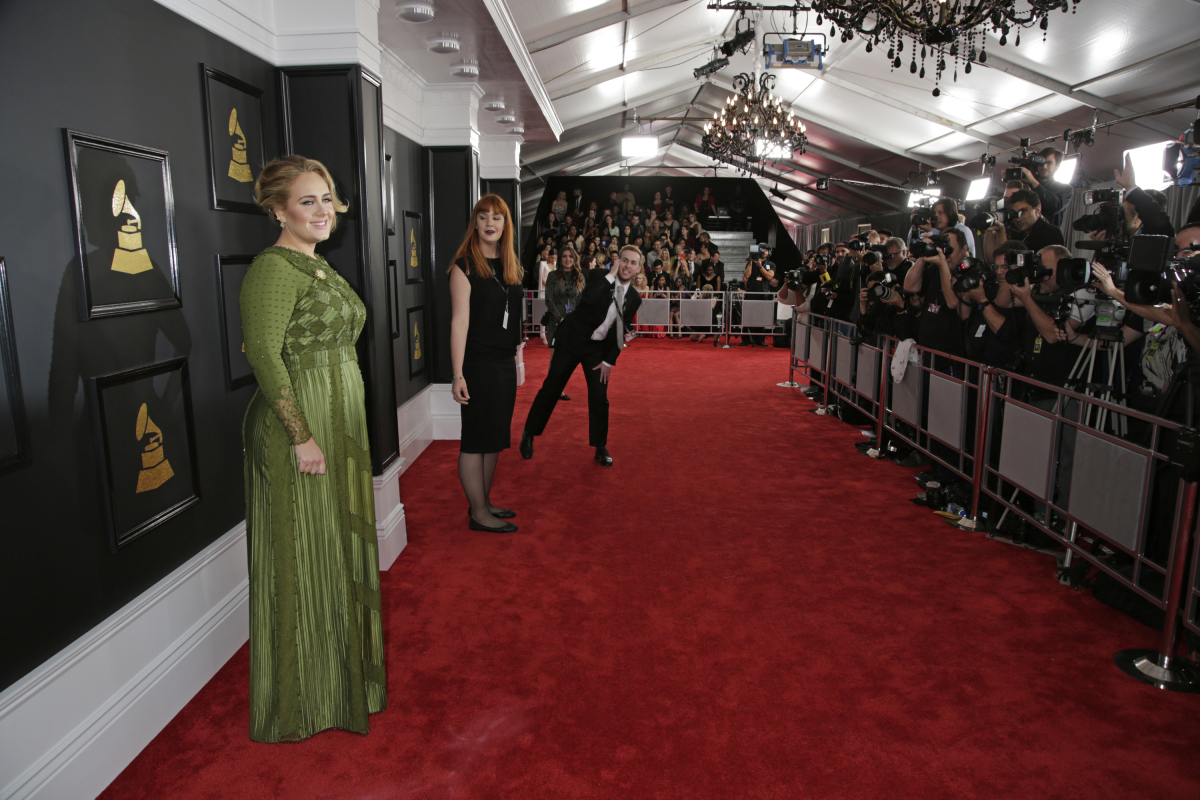 Adele on the Red Carpet at THE 59TH ANNUAL GRAMMY AWARDS®, broadcast live from the STAPLES Center in Los Angeles, Sunday, Feb. 12 (8:00-11:30 PM, live ET/5:00-8:30 PM, live PT; 6:00-9:30 PM, live MT) on the CBS Television Network. Photo: Phil McCarten/CBS ©2017 CBS Broadcasting, Inc. All Rights Reserved