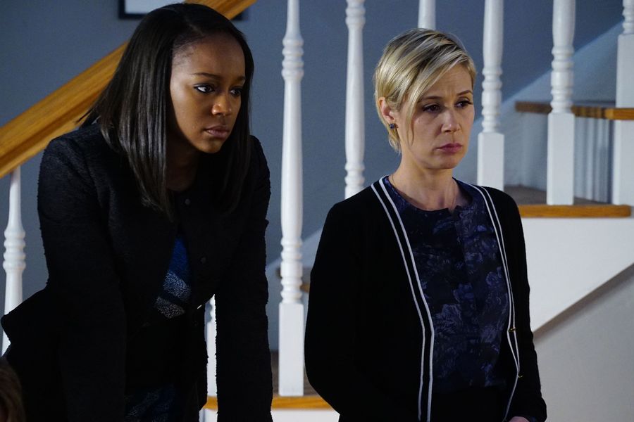 HOW TO GET AWAY WITH MURDER – “He Made A Terrible Mistake” – Annalise tries to ward off a surprising new angle in the D.A.’s case. Meanwhile, alliances shift amongst the Keating 4, as they discover crucial information about the circumstances surrounding Wes’s death. The two-hour season finale of “How to Get Away with Murder” will air on THURSDAY, FEBRUARY 23 (9:01-11:00 p.m. EST) on the ABC Television Network. (ABC/Richard Cartwright) AJA NAOMI KING, LIZA WEIL
