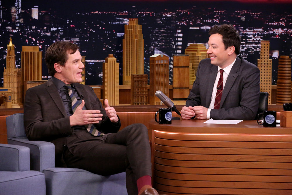 THE TONIGHT SHOW STARRING JIMMY FALLON -- Episode 0633 -- Pictured: (l-r) Actor Michael Shannon during an interview with host Jimmy Fallon on February 28, 2017 -- (Photo by: Andrew Lipovsky/NBC)