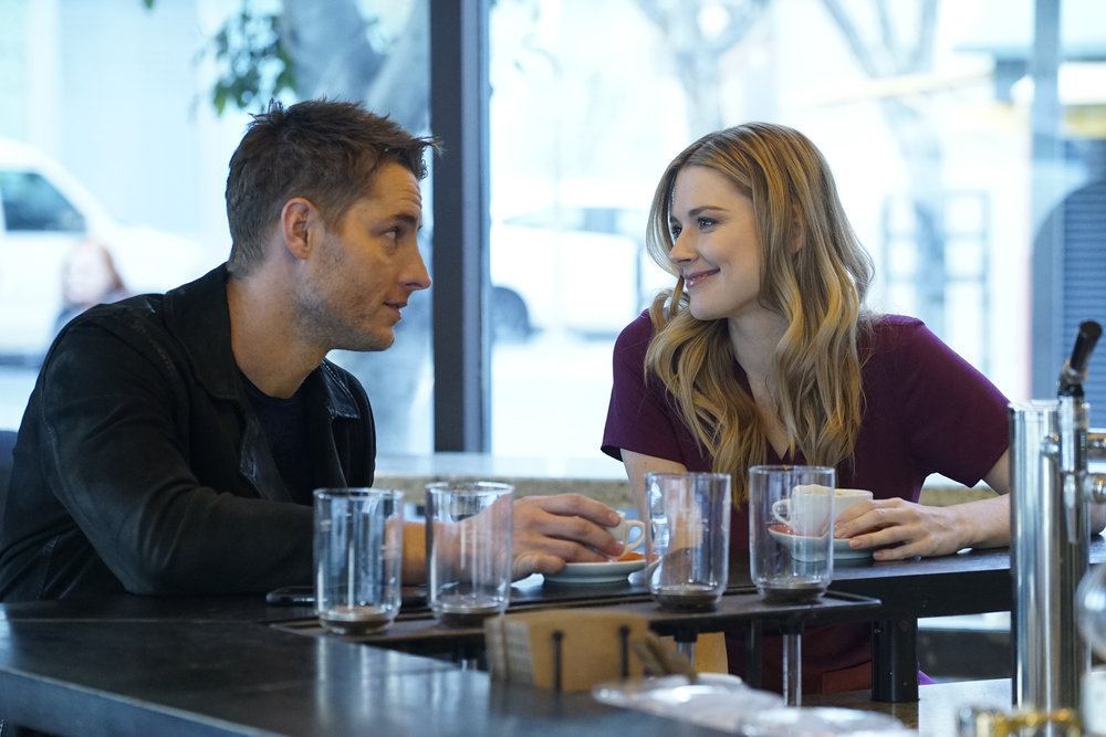 THIS IS US -- "What Now?" Episode 117 -- Pictured: (l-r) Justin Hartley as Kevin, Alexandra Breckenridge as Sophie -- (Photo by: Paul Drinkwater/NBC)