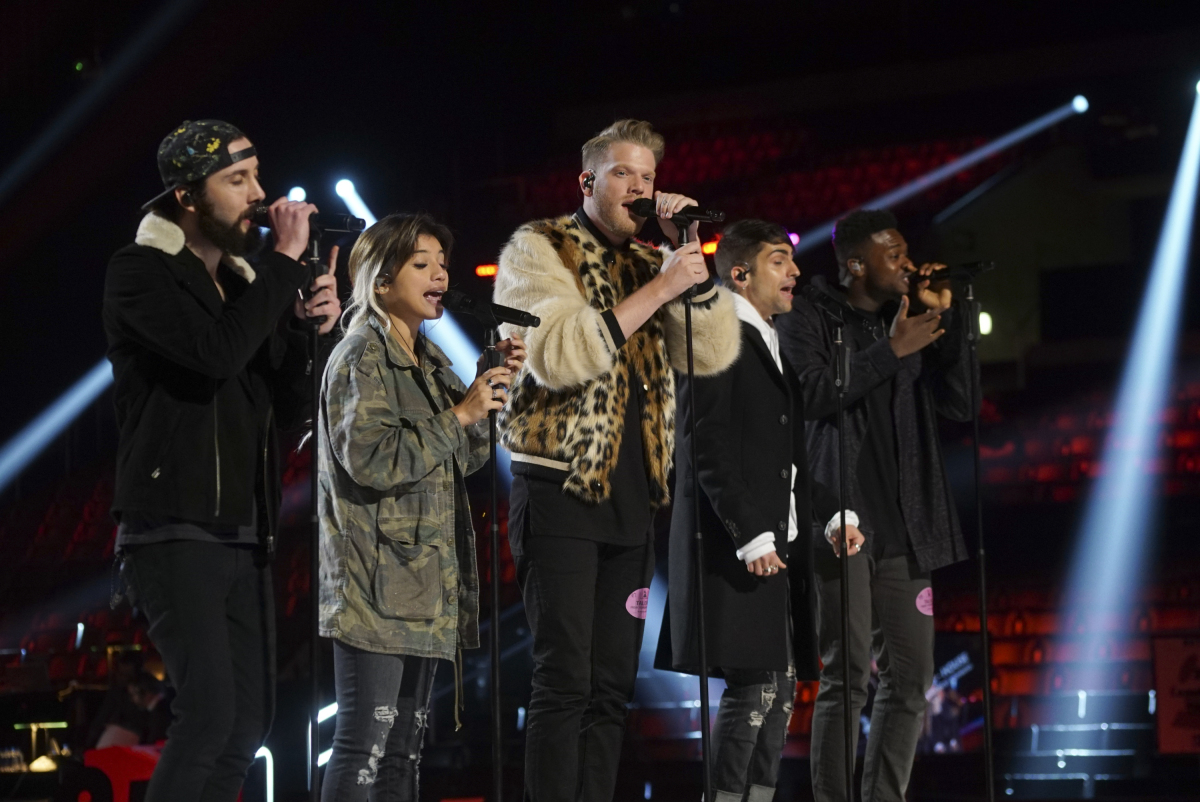Pentatonix performs during rehearsals for THE 59TH ANNUAL GRAMMY AWARDS®, scheduled to broadcast live from the STAPLES Center in Los Angeles, Sunday, Feb. 12 (8:00-11:30 PM, live ET/5:00-8:30 PM, live PT; 6:00-9:30 PM, live MT) on the CBS Television Network. Photo: Monty Brinton/CBS ©2017 CBS Broadcasting, Inc. All Rights Reserved