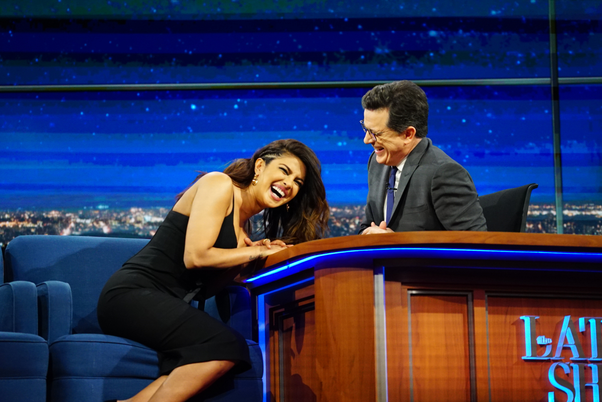 The Late Show with Stephen Colbert on Friday, February 3, 2017 with guest Priyanka Chopra Photo: Mary Kouw/CBS ©2017 CBS Broadcasting Inc. All Rights Reserved