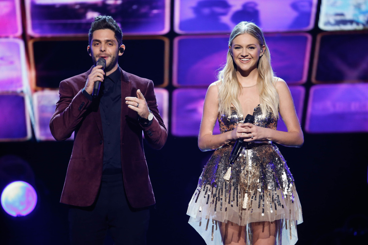 Music stars Andra Day, Celine Dion, DNCE, Nick Jonas, Tori Kelly, Little Big Town, Demi Lovato, Katharine McPhee, Panic! at the Disco, Pentatonix, Ed Sheeran, Keith Urban, Kelsea Ballerini & Thomas Rhett, Jason Derulo & Tavares, John Legend & Stevie Wonder and Barry Gibb celebrate the Bee Gees' remarkable music catalog on, "STAYIN' ALIVE: A GRAMMY® SALUTE TO THE MUSIC OF THE BEE GEES," Sunday, April, 16 (8:00-10:00 PM, ET/ PT) on the CBS Television Network. Pictured L-R: Thomas Rhett and Kelsea Ballerini Photo: Monty Brinton/CBS ©2017 CBS Broadcasting, Inc. All Rights Reserved