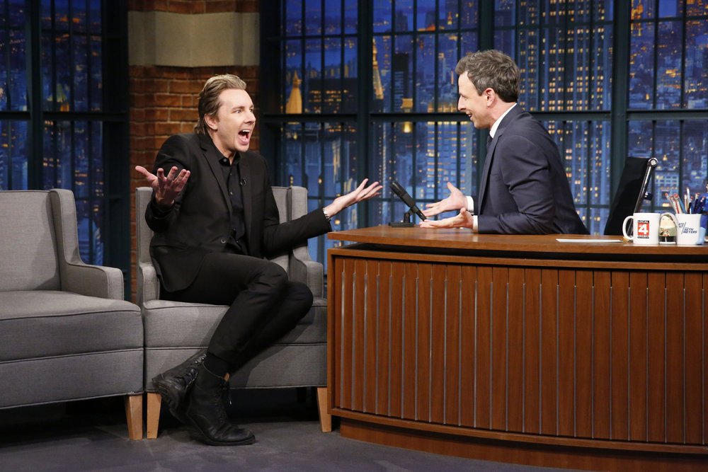 LATE NIGHT WITH SETH MEYERS -- Episode 505 -- Pictured: (l-r) Actor Dax Shepard during an interview with host Seth Meyers on March 21, 2017 -- (Photo by: Lloyd Bishop/NBC)