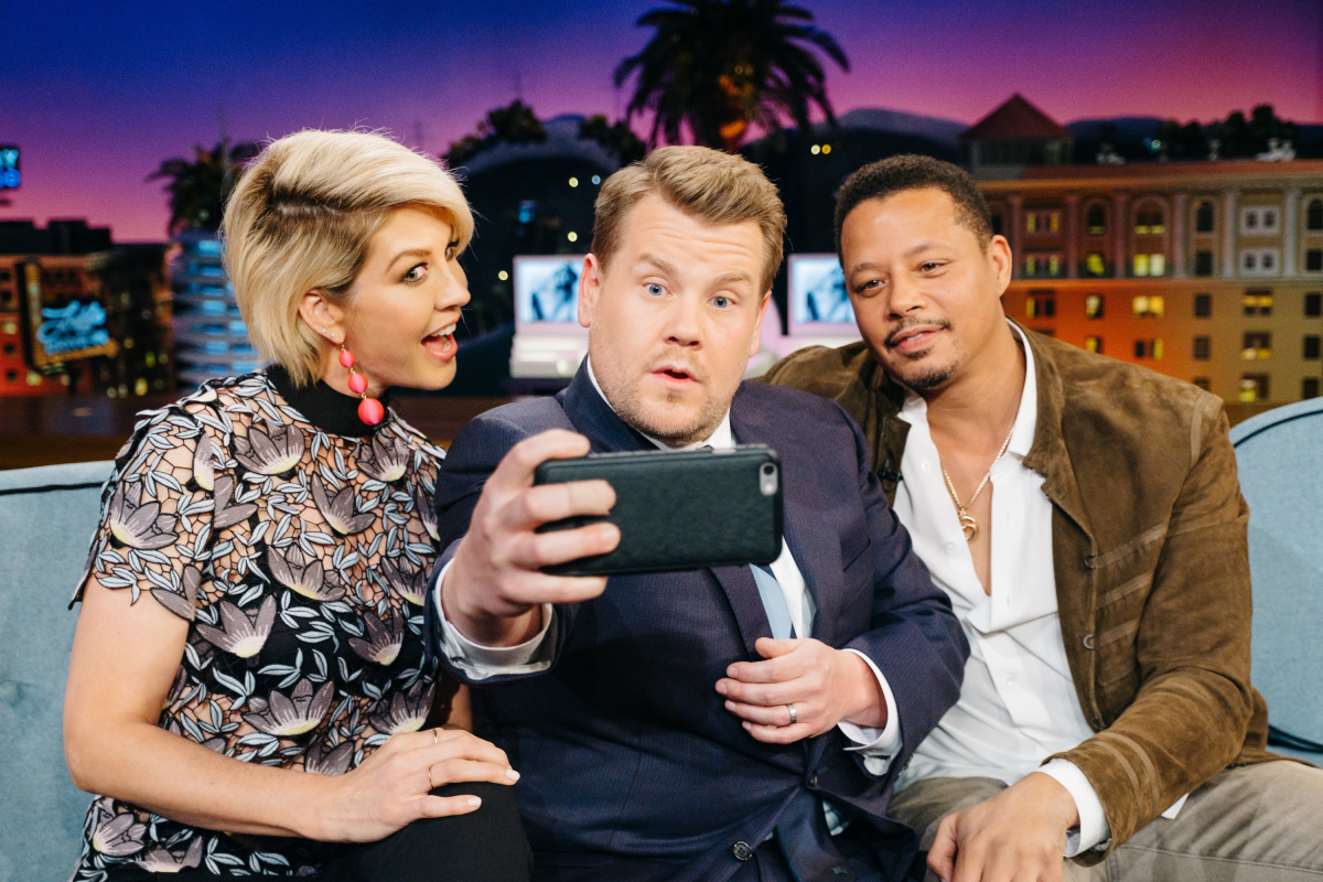 The Late Late Show with James Corden airing Thursday, March 23, 2017, with guests Jenna Elfman, Terrence Howard, and Nicole Scherzinger. Photo: Terence Patrick/CBS ©2017 CBS Broadcasting, Inc. All Rights Reserved