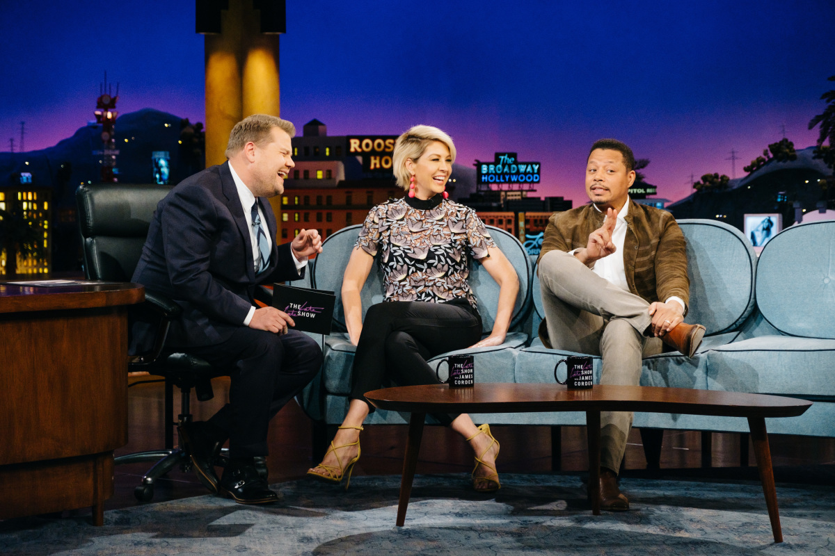 The Late Late Show with James Corden airing Thursday, March 23, 2017, with guests Jenna Elfman, Terrence Howard, and Nicole Scherzinger. Photo: Terence Patrick/CBS ©2017 CBS Broadcasting, Inc. All Rights Reserved