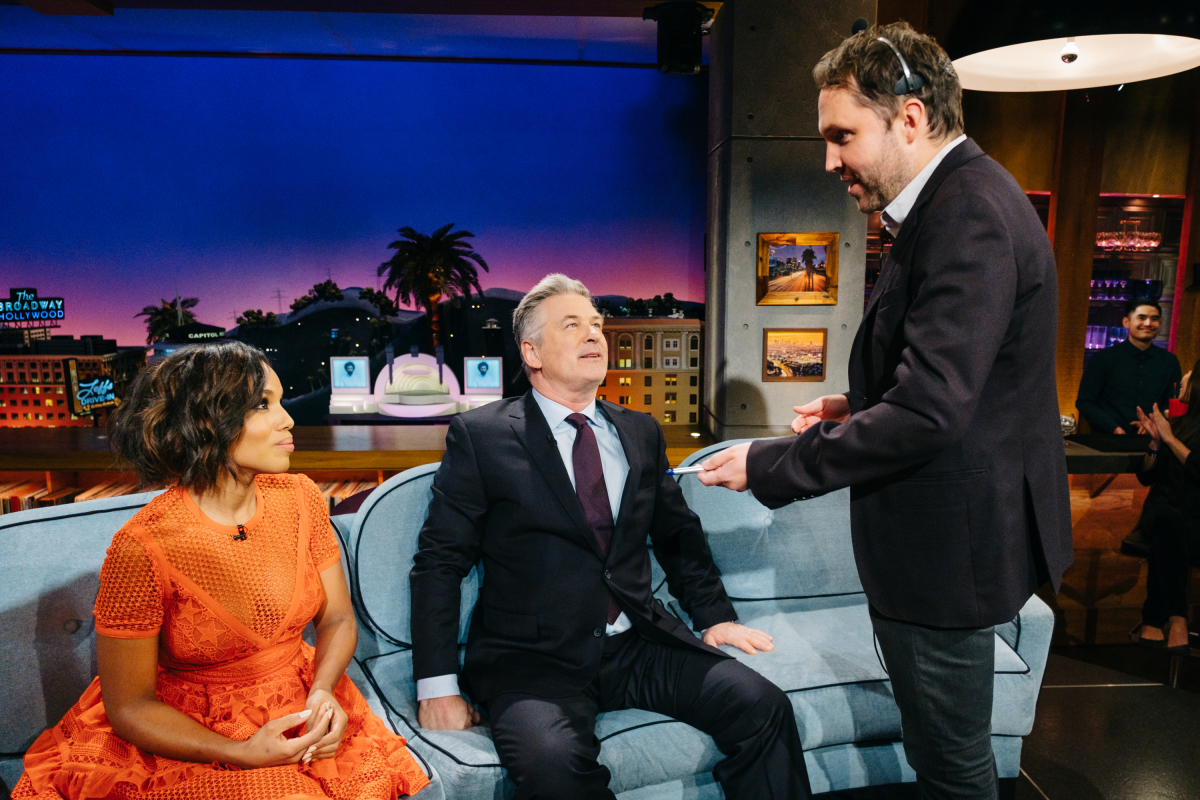 Kerry Washington and Alec Baldwin chat with James Corden during "The Late Late Show with James Corden," Tuesday, March 7, 2017 (12:35 PM-1:37 AM ET/PT) On The CBS Television Network. Photo: Terence Patrick/CBS ©2017 CBS Broadcasting, Inc. All Rights Reserved