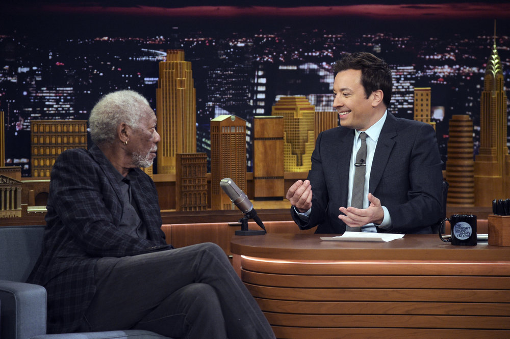 THE TONIGHT SHOW STARRING JIMMY FALLON -- Episode 0646 -- Pictured: (l-r) Actor Morgan Freeman during an interview with host Jimmy Fallon on March 24, 2017 -- (Photo by: Jason Kempin/NBC)