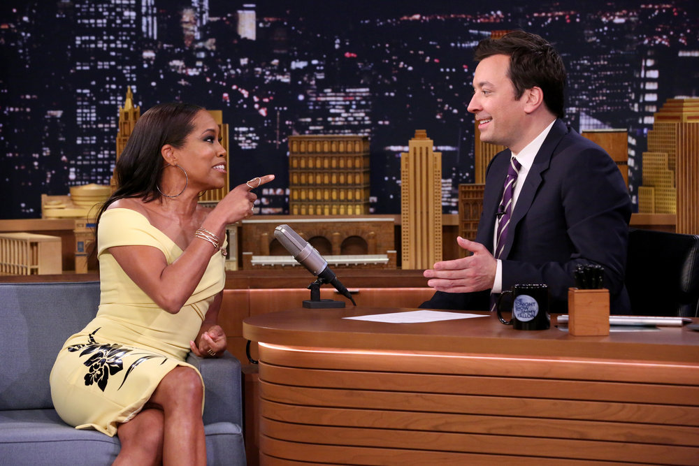 THE TONIGHT SHOW STARRING JIMMY FALLON -- Episode 0650 -- Pictured: (l-r) Actress Regina King during an interview with host Jimmy Fallon on March 30, 2017 -- (Photo by: Andrew Lipovsky/NBC)