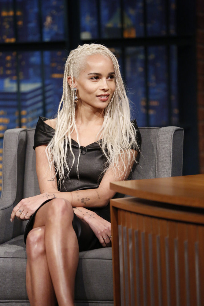 LATE NIGHT WITH SETH MEYERS -- Episode 501 -- Pictured: Singer/actress Zoë Kravitz during an interview on March 14, 2017 -- (Photo by: Lloyd Bishop/NBC)