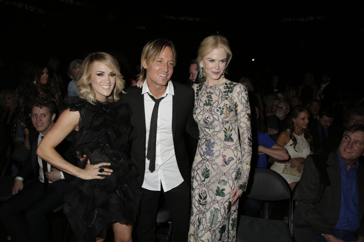 Carrie Underwood, Keith Urban & Nicole Kidman during THE 52ND ACADEMY OF COUNTRY MUSIC AWARDS®, broadcast LIVE from T-Mobile Arena in Las Vegas Sunday, April 2 (live 8:00-11:00 PM, ET/delayed PT) on the CBS Television Network. Photo: Francis Specker/CBS ©2017 CBS Broadcasting, Inc. All Rights Reserved