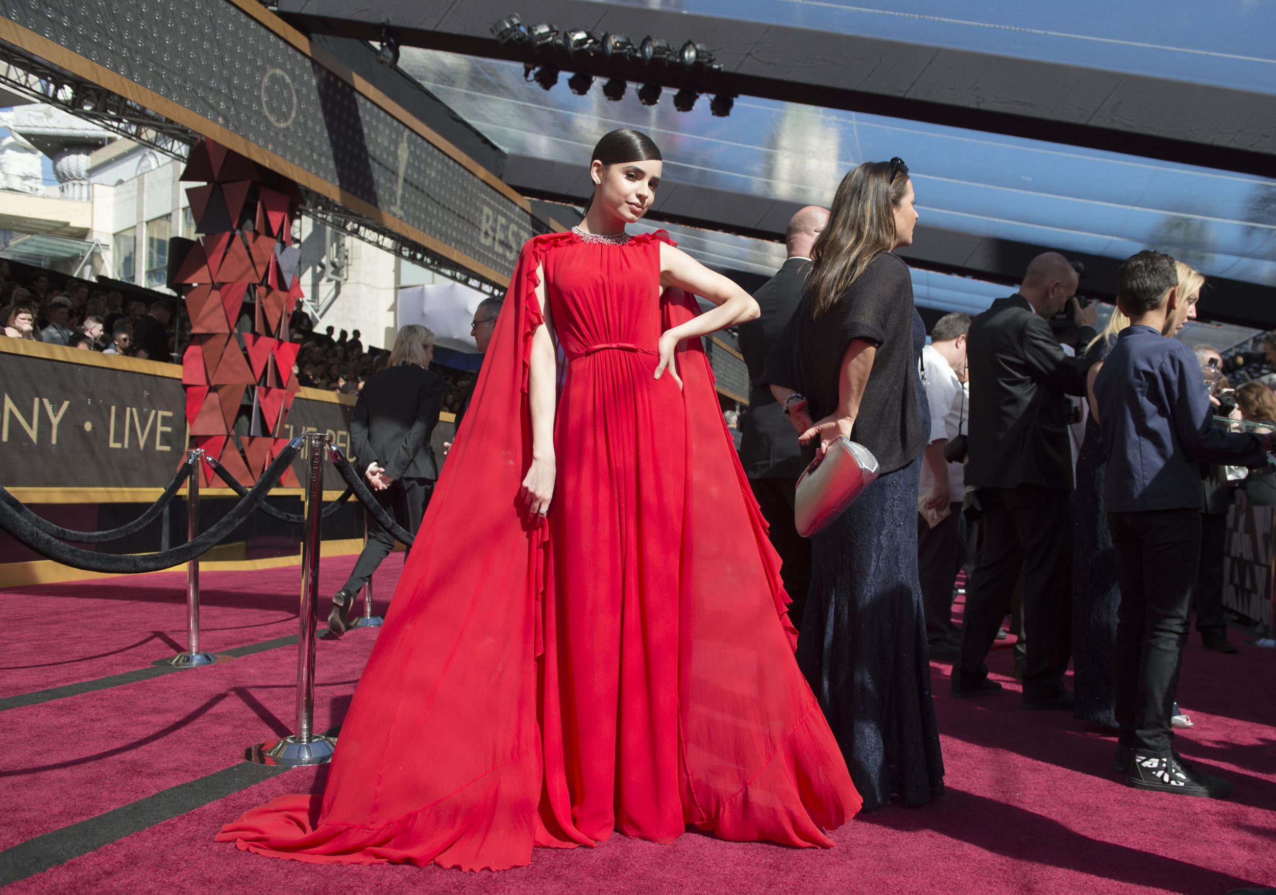 Special Look Sofia Carson Walks Red Carpet At 90th Oscars