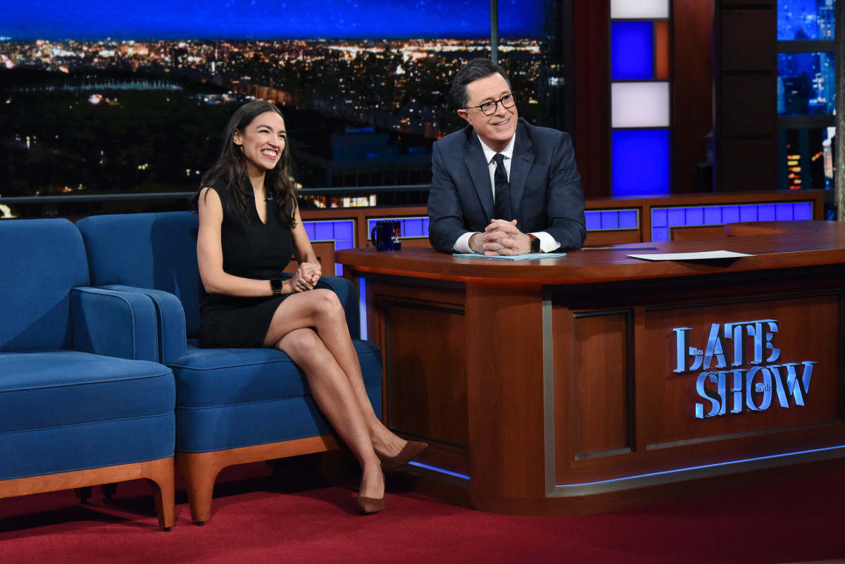 AOC" makes her second appearance on the popular CBS talk show. 
