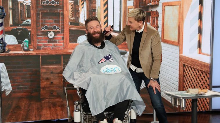 Julian Edelman gets beard shaved on Ellen