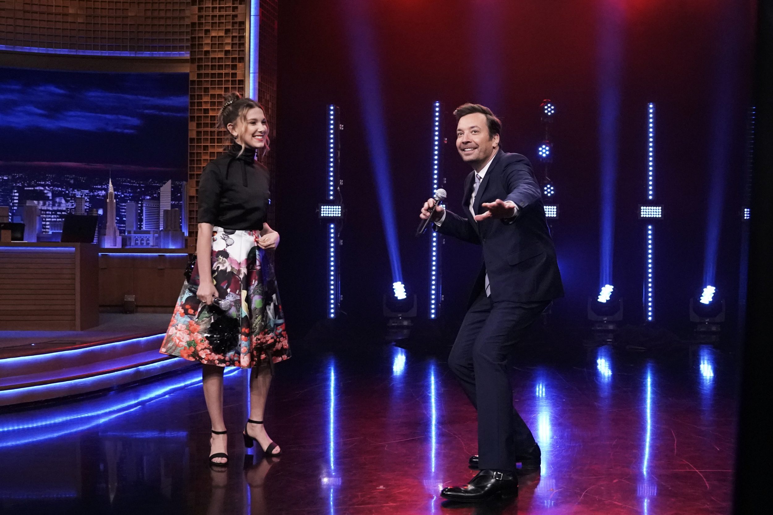 STARRING JIMMY FALLON - Episode 1074 - Pictured: (l-r) Actress Millie Bobby ...