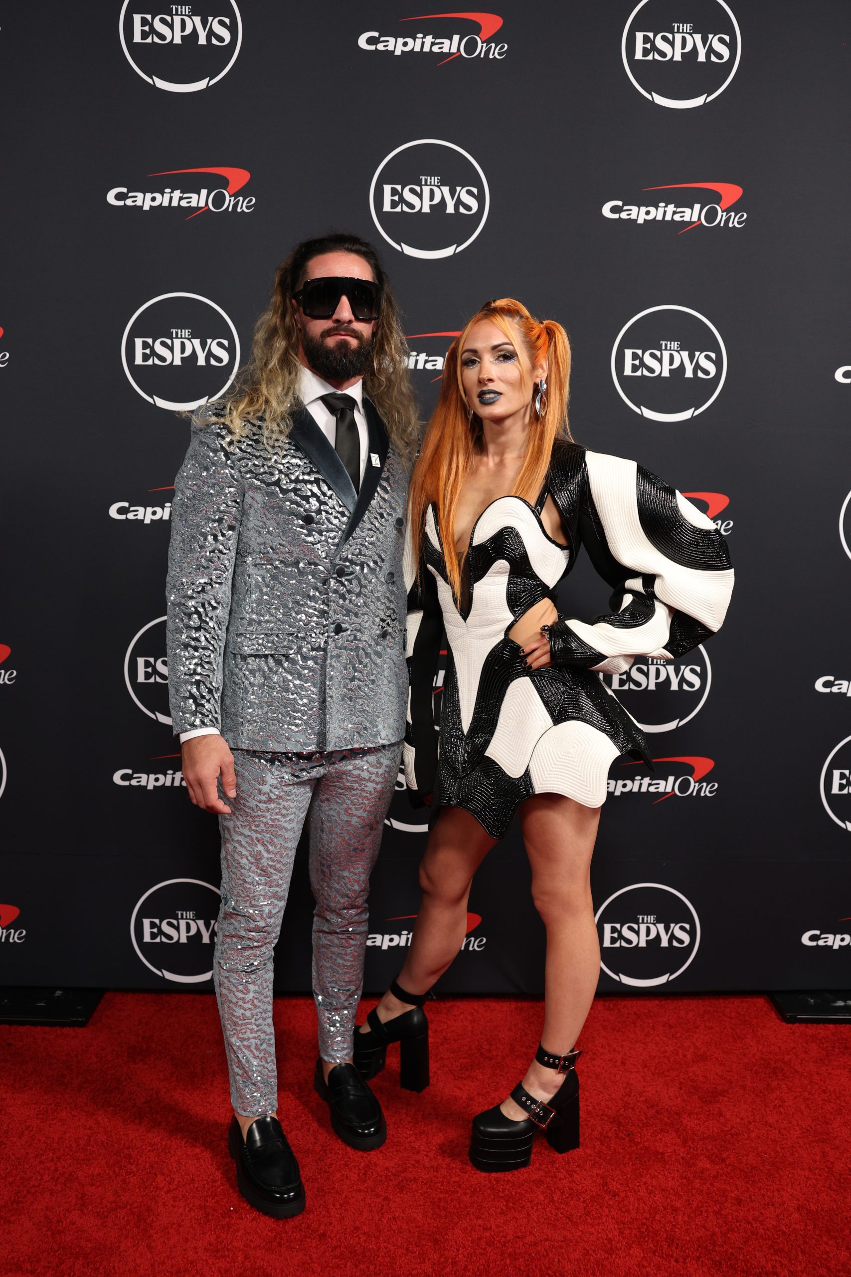 WWE Superstars Seth Rollins, Becky Lynch Present Award, Pose Backstage At  2023 ESPYS (Special Look)