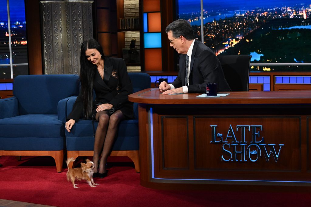 Demi Moore Visits "Late Show With Stephen Colbert" (Early Look)